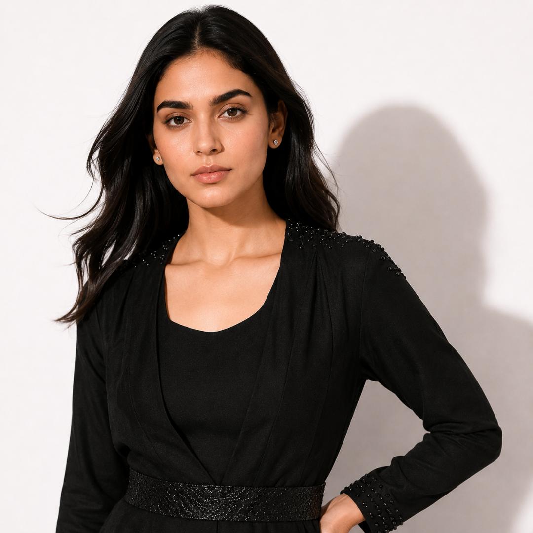 Classic Black Layered Maxi Gown