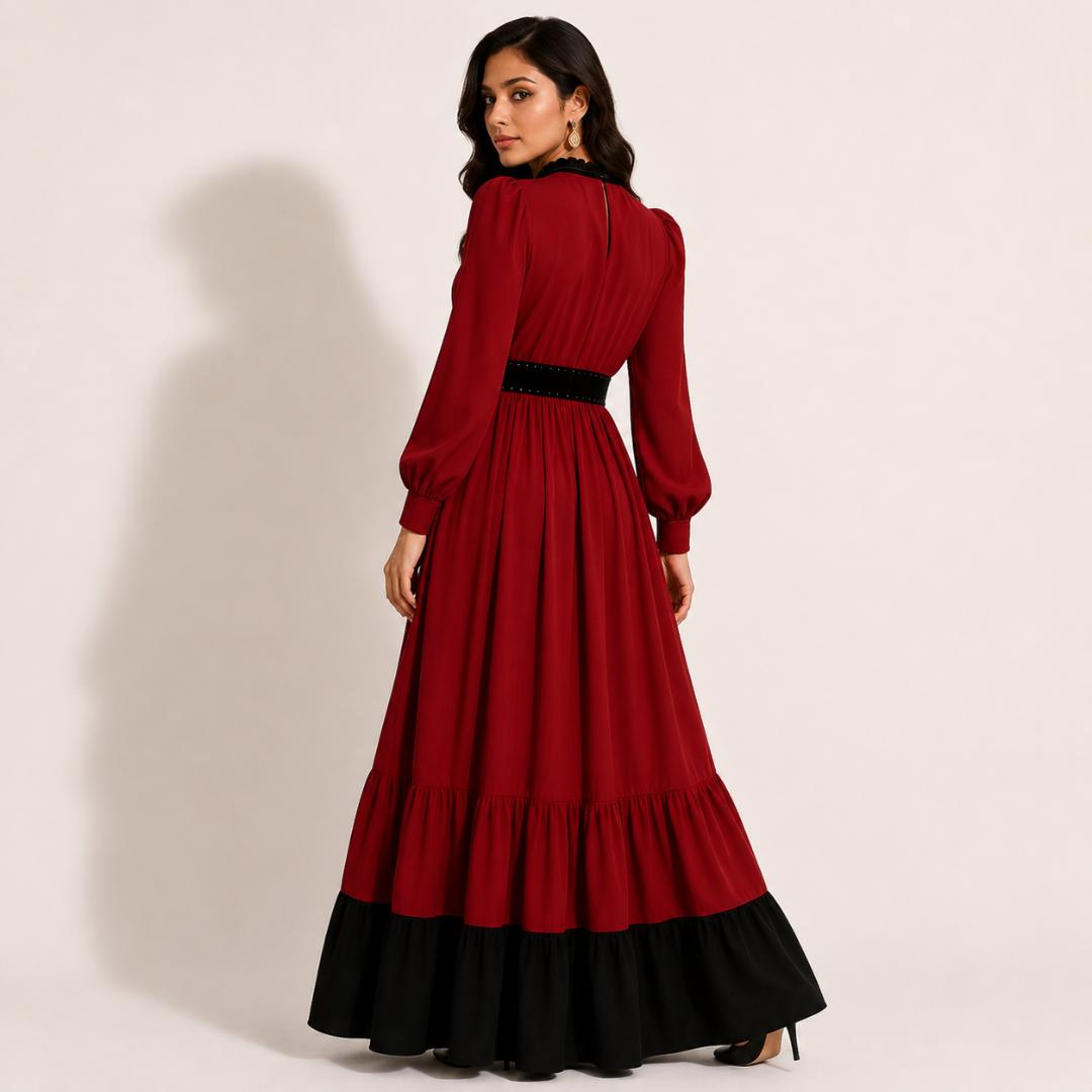 Crimson Noir Vintage Maxi Dress