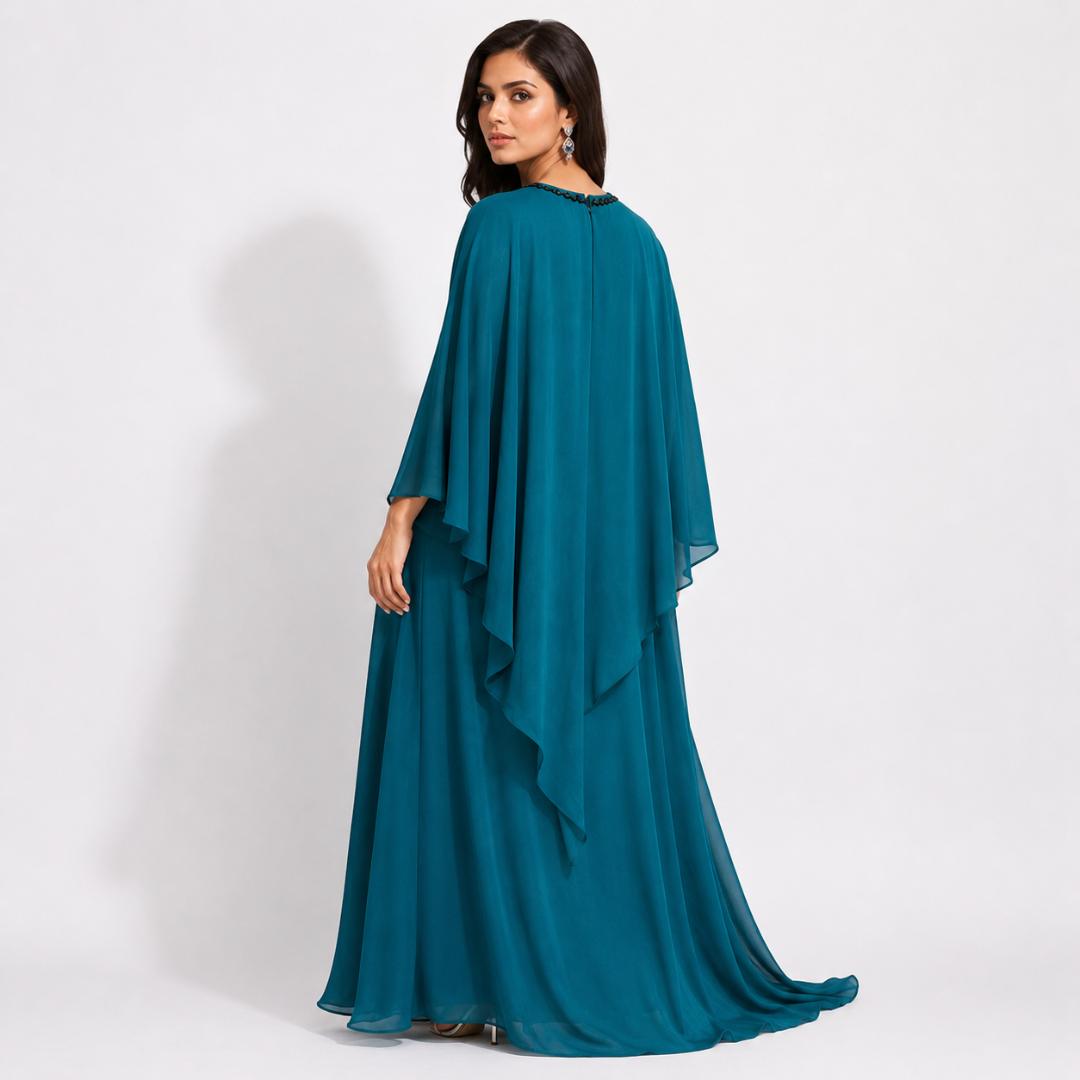 Emerald Teal Royal Flow Gown