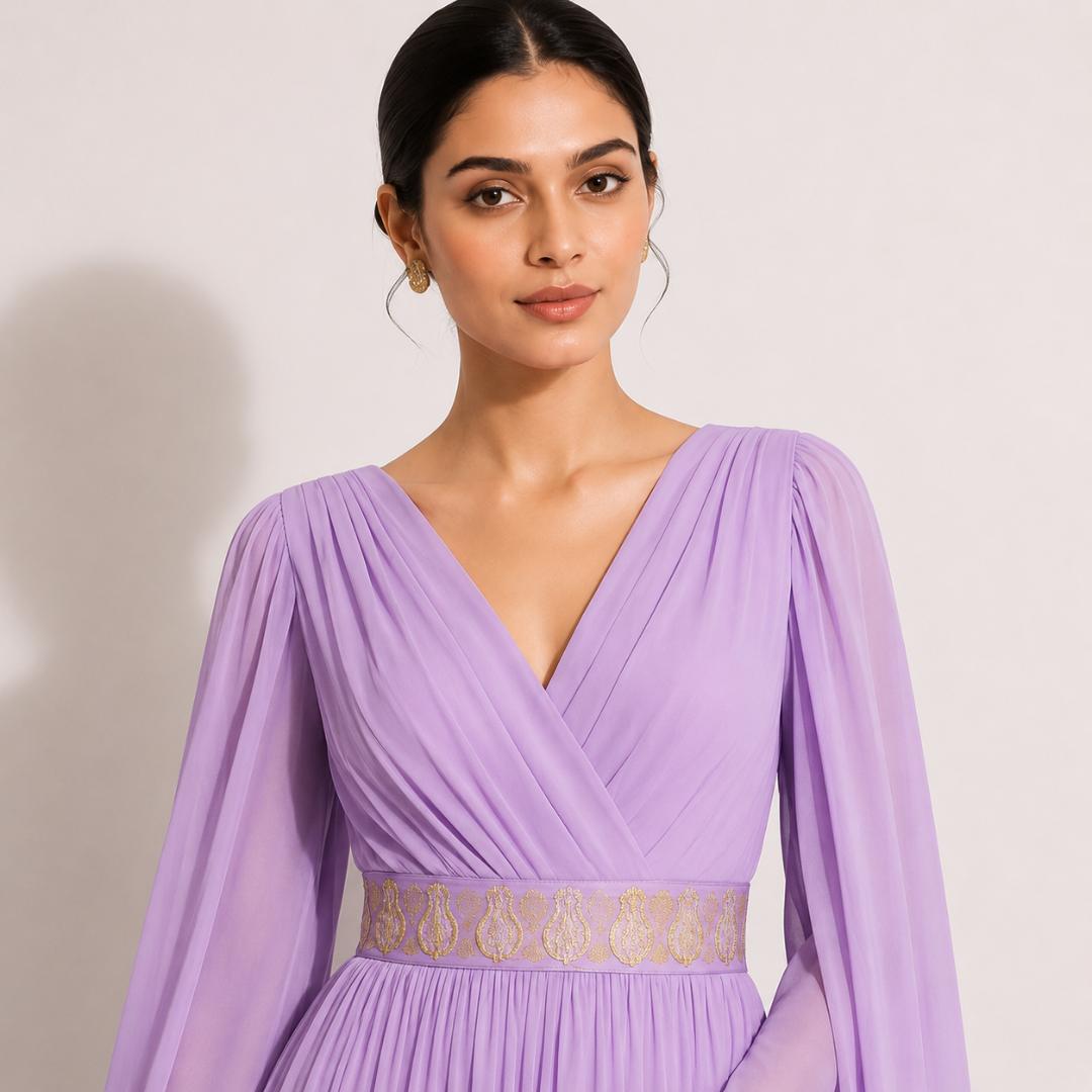 Lavender Royal Cape Maxi Gown