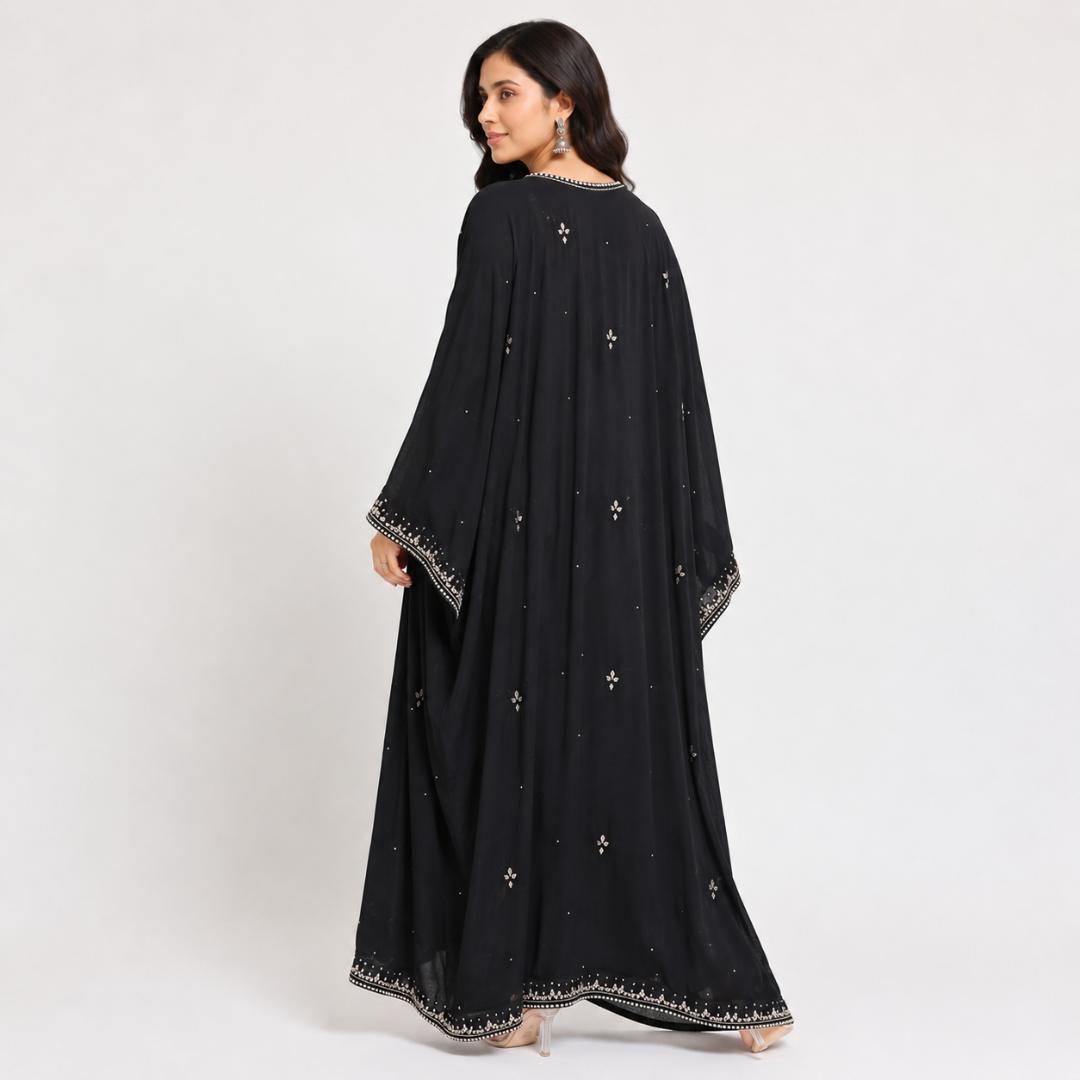 Black Pearl Kaftan Gown for Women | Party Wear Kaftan Maxi Dress