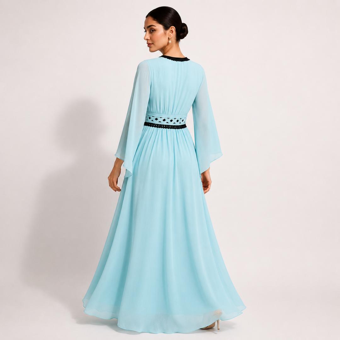 Pastel Blue Grace Cape Maxi Gown