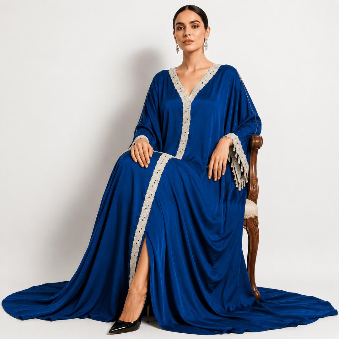 Royal Blue  Embroidered Kaftan Dress