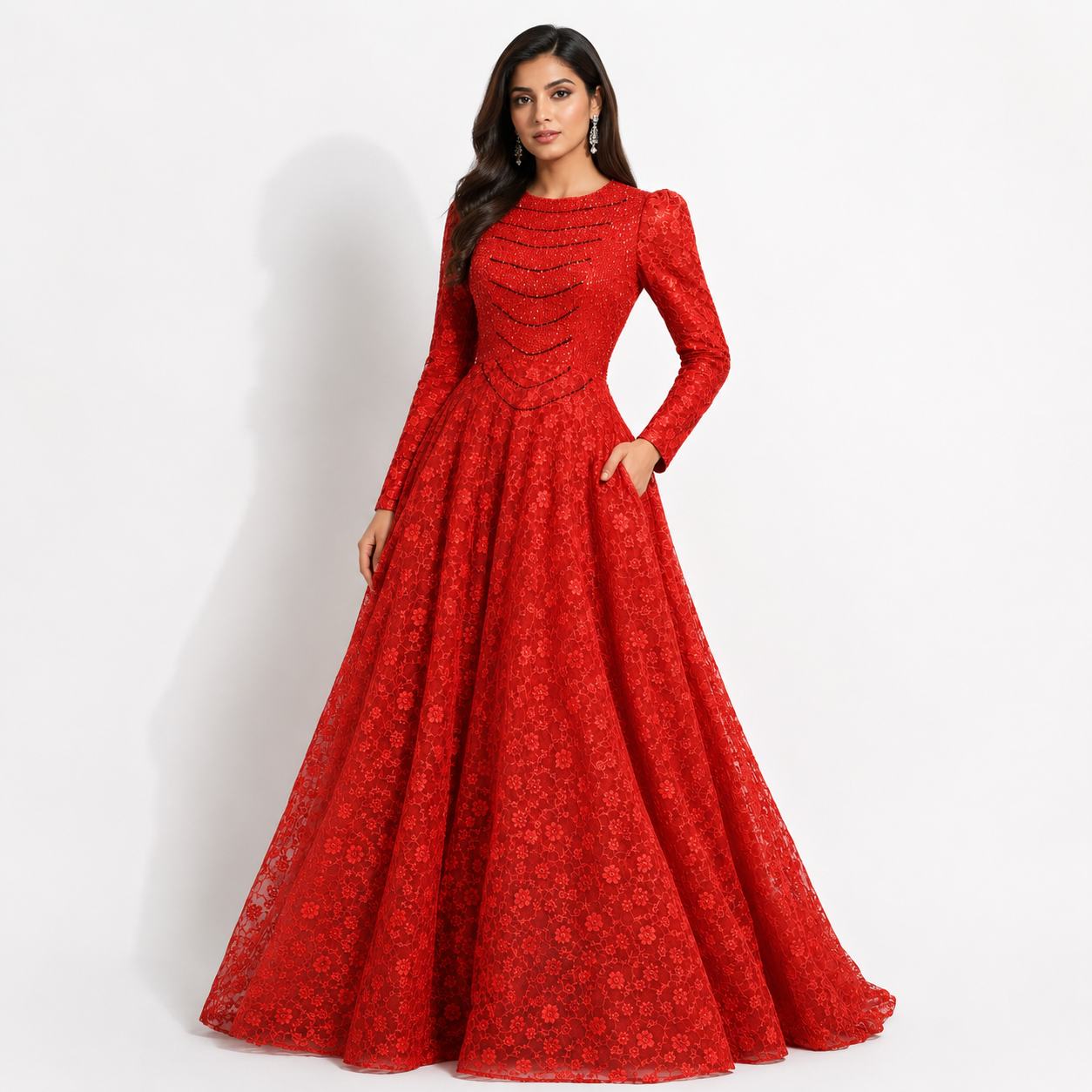 Royal Scarlet Lace Ball Gown