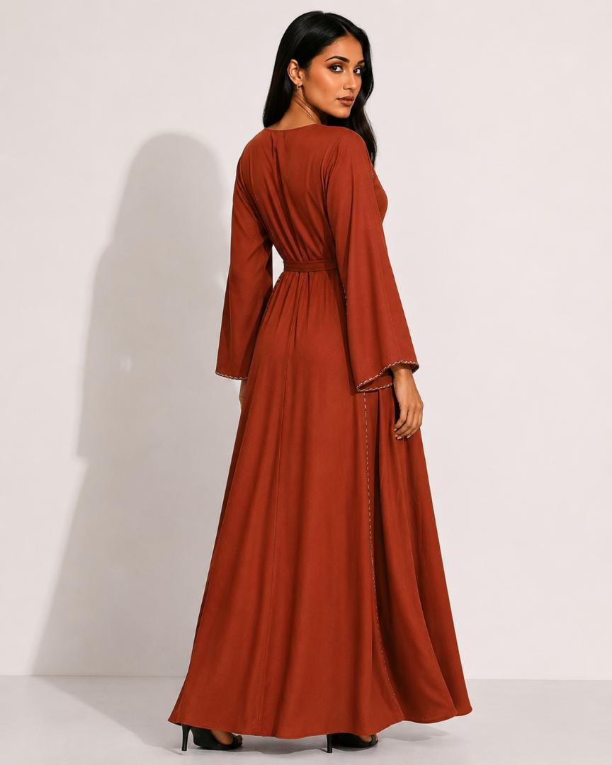 Rust Aura Minimal Luxe Abaya