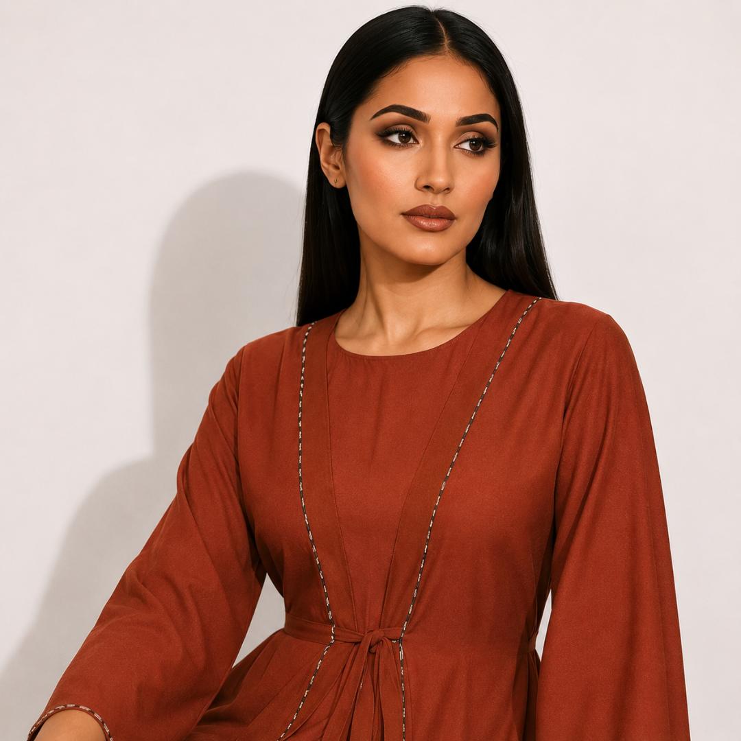 Rust Aura Minimal Luxe Abaya
